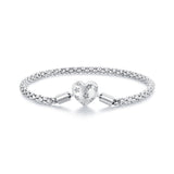 925 Sterling Silver Oxidized Silver Bracelets 17.0 Size with CZ for Women