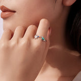 925 Sterling Silver Enamel White Gold Plated Ring for Women