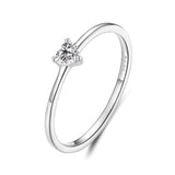 925 Sterling Silver 0.4cm Heart-shaped CZ Ring