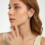 925 Sterling Silver Earrings with Pave Setting CZ and White Gold Plating