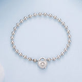 925 Sterling Silver White Gold Plated 17cm Bracelet with CZ Paved Setting for Women