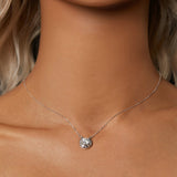 925 Sterling Silver Moissanite Necklace with Pavé Setting, 1 Carat, 400mm Length for Women