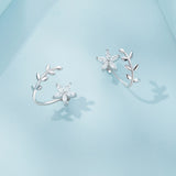 925 Sterling Silver Plated Platinum Earrings with CZ