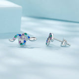 925 Sterling Silver Earrings with Pavé Setting CZ, 7x15mm, Plated Platinum for Women