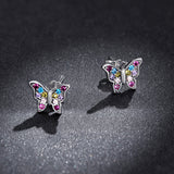 925 Sterling Silver Earrings with Pavé Setting CZ and Oxidized Silver