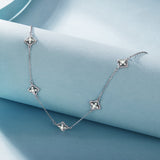 925 Sterling Silver + Moissanite Necklace with Plated White Gold - 40+5cm Length for Women
