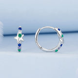 925 Sterling Silver Earrings with Pavé Setting CZ in White Gold for Women