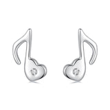 925 Sterling Silver Earrings with Pavé Setting CZ in White Gold Finish, 1x0.7cm for Women
