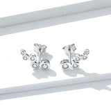 925 Sterling Silver Earrings with Pavé Setting CZ, 0.5x1.2 cm for Women