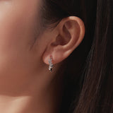 925 Sterling Silver White Gold Plated 1.7 x 0.5 cm Hoop Earrings for Women