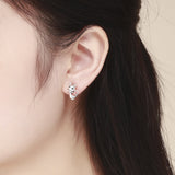 925 Sterling Silver Earrings with Pavé Setting in Oxidized Finish