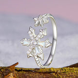 925 Sterling Silver Ring with White Gold Plating and CZ for Women