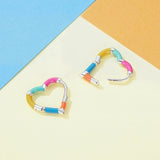 925 Sterling Silver Enamel Plated Earrings 14*2mm for Women
