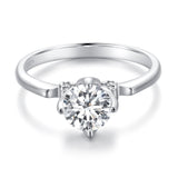 925 Sterling Silver 1.0 Carat Moissanite Ring in Size 8