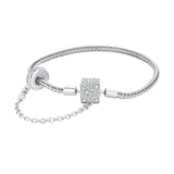 925 Sterling Silver Bracelet 17cm with Pavé Setting CZ for Women