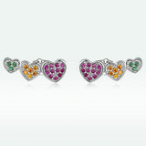 925 Sterling Silver Earrings with Pavé Setting and Plated Platinum, Size: 0.5*1.3cm, Women