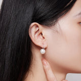 925 Sterling Silver Earrings with Quality Shell Pearl and CZ, 21*11mm, for Women
