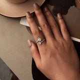925 Sterling Silver White Gold Plated Ring with CZ - 3mm