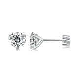 925 Sterling Silver Moissanite Earring 0.7cm White Gold Plated for Women