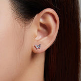 925 Sterling Silver Earrings with Pavé Setting CZ and Oxidized Silver