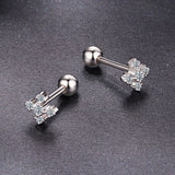 925 Sterling Silver Moissanite Earrings White Gold Plated 0.5cm for Women
