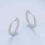 925 Sterling Silver Earrings Size 14*1.5mm Plated Platinum for Women