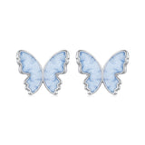 925 Sterling Silver Enamel White Gold Plated Earrings for Women - 1.0x1.2cm