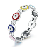 925 Sterling Silver Enamel Ring with Pavé Setting CZ, Size 6.0 for Women