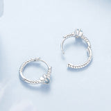 925 Sterling Silver Earrings with CZ and White Gold Plating, 1.3cm for Women