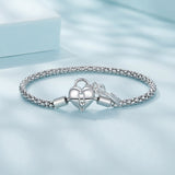 925 Sterling Silver Pavé Setting CZ Bracelet Size 17.0 for Women