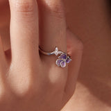 925 Sterling Silver Enamel Flower Ring for Women