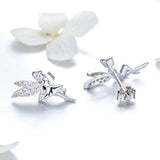 925 Sterling Silver Stud Earrings with CZ, 1.2 x 1.5cm & 1.5 x 0.9cm, Women