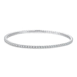 925 Sterling Silver White Gold Plated 16cm Stretchable CZ Bracelet for Women