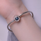 925 Sterling Silver Bracelet with CZ & Resin, Size 17.0