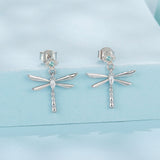925 Sterling Silver Earrings with Pavé Setting CZ and Transparent Glass