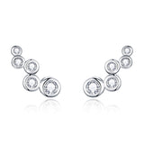 925 Sterling Silver Earrings with Pavé Setting CZ, 0.5x1.2 cm for Women