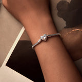925 Sterling Silver Moonstone Bracelet 17.0 cm with White Gold Plating for Women