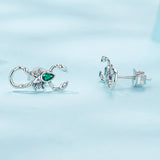 925 Sterling Silver Earrings with Pavé Setting CZ and Oxidized Finish for Women