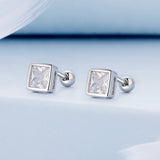 925 Sterling Silver 5mm Pavé Setting CZ Earrings for Women