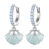 925 Sterling Silver Opal Enamel Earrings - 21x10mm for Women