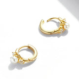 925 Sterling Silver Pavé CZ Gold Plated 1x0.5cm Earrings for Women
