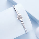 925 Sterling Silver White Gold Plated CZ Bracelet for Women - Size 17.0