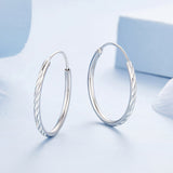 925 Sterling Silver Earrings for Women - White Gold Plated, 2.3x0.2 cm