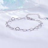 925 Sterling Silver Plated White Gold Adjustable Bracelet for Women