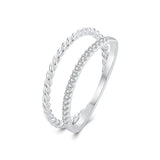 925 Sterling Silver Ring 6.0 Size with Pavé Setting CZ