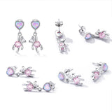 925 Sterling Silver Earrings with Translucent Opal and CZ for Women