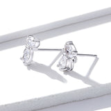 925 Sterling Silver Plated Platinum Earrings with Pavé Setting CZ for Women