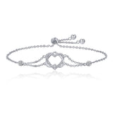 925 Sterling Silver Heart Shaped Bracelet 22CM for Women