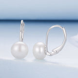 925 Sterling Silver White Gold Plated Freshwater Pearl Earrings for Women