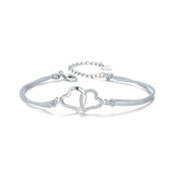 925 Sterling Silver Bracelet with Pavé Setting CZ, 170+50mm Length, White Gold Plated for Women